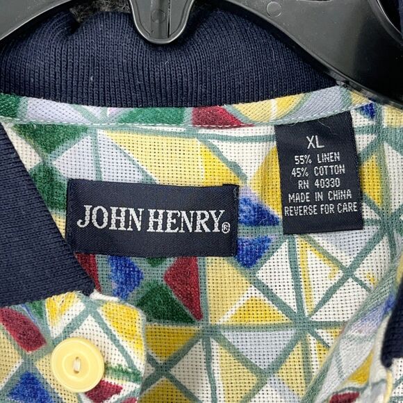 John Henry Shirt Mens Extra‎ Large Linen Button-up Resort Golf Clubhouse Links - Picture 3 of 7